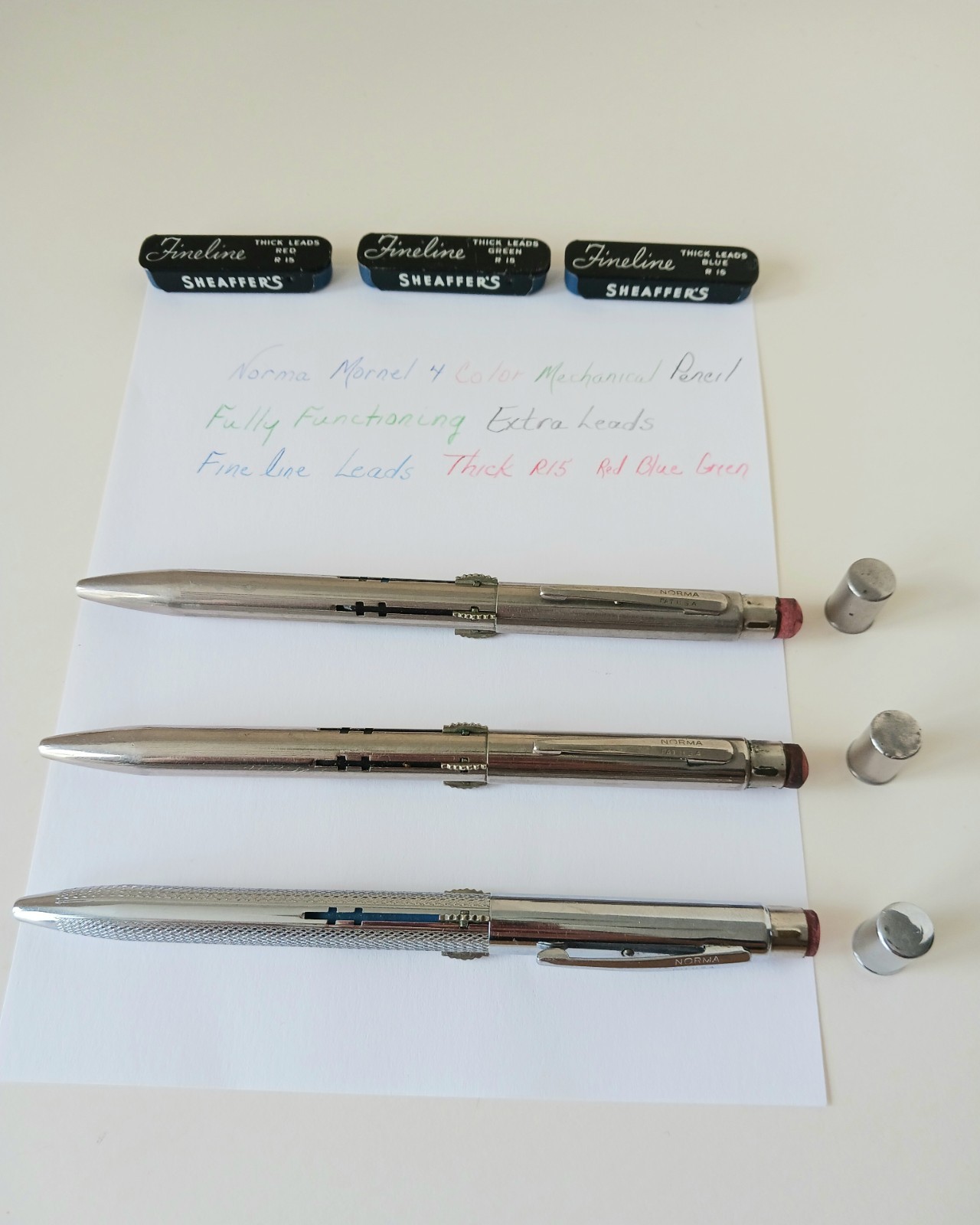Vintage 60s Norma Monel 3 & 4 Color Mechanical Pencil W/ Sheaffers Fineline Lead