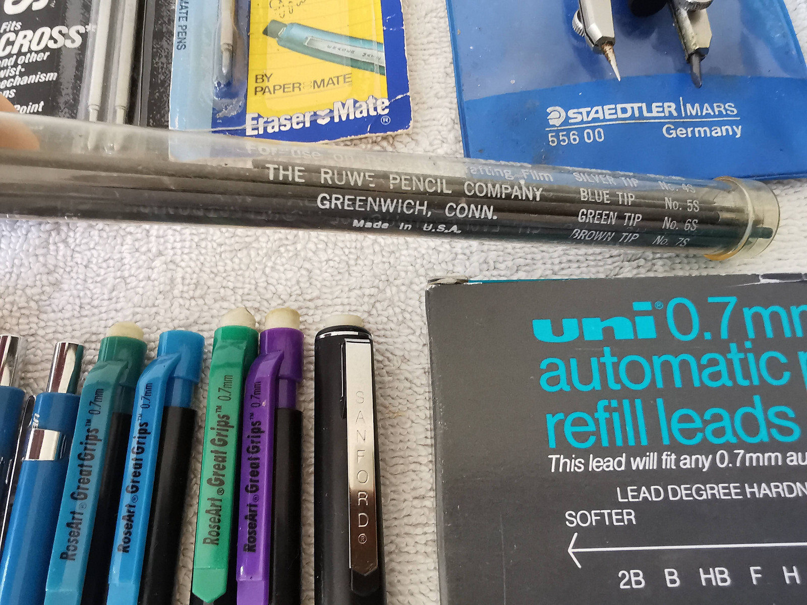Huge Lot Mechanical Pencils Leads Erasers Zebra Castell RoseArt K+E Paper Mate
