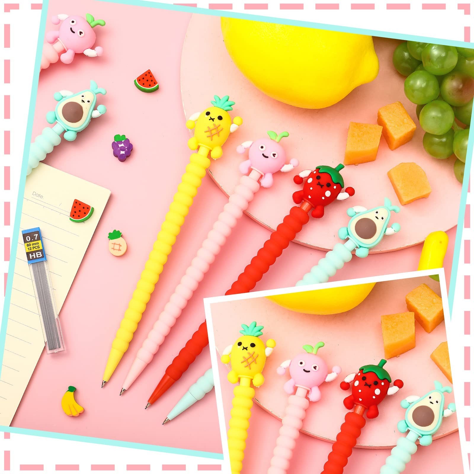 Chinco 24 Pieces Mechanical Pencil Cute Mechanical Pencils with Fruit Erasers…