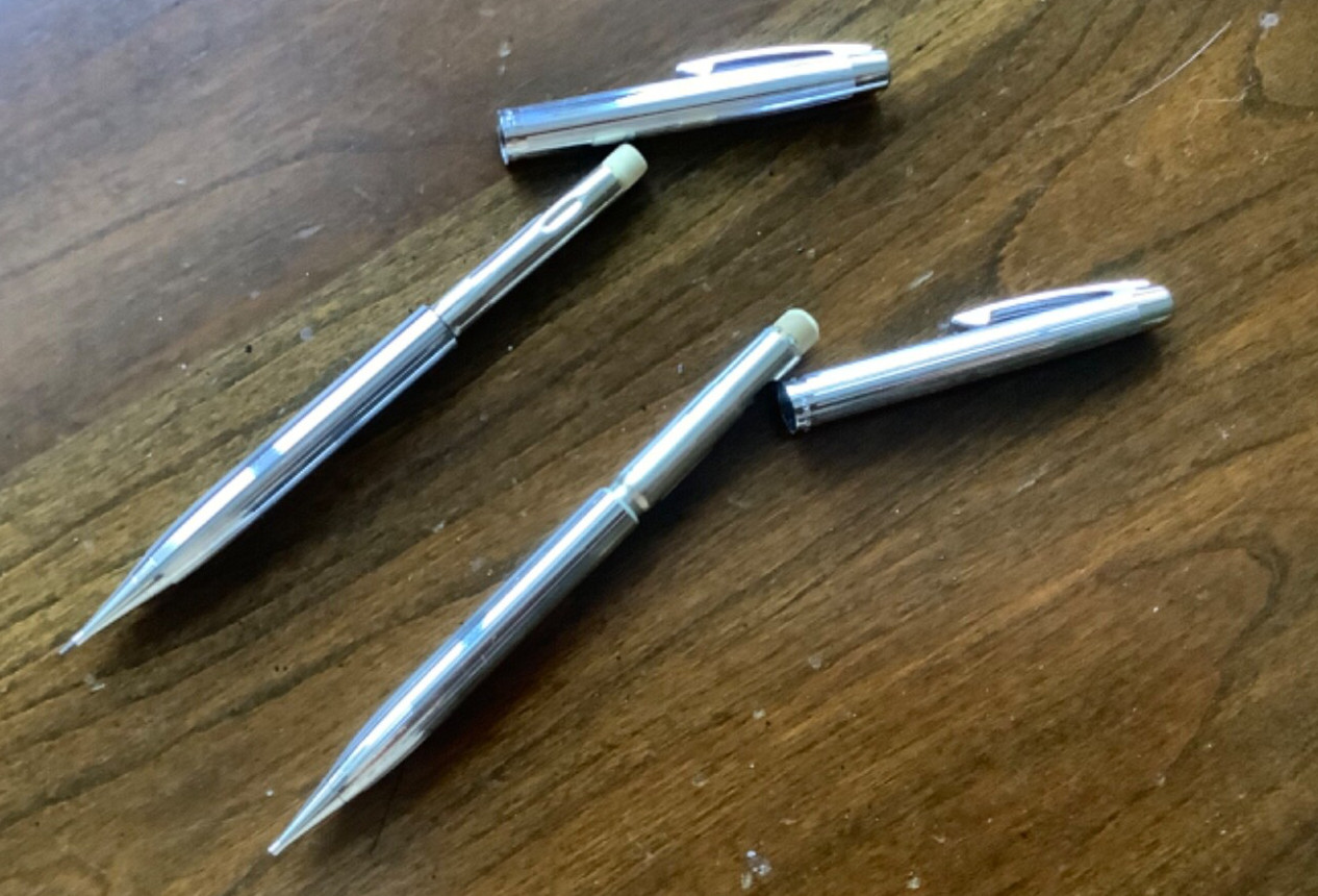 2 SHEAFFER White Dot Chrome Mechanical Pencils 1960’s-1970’s