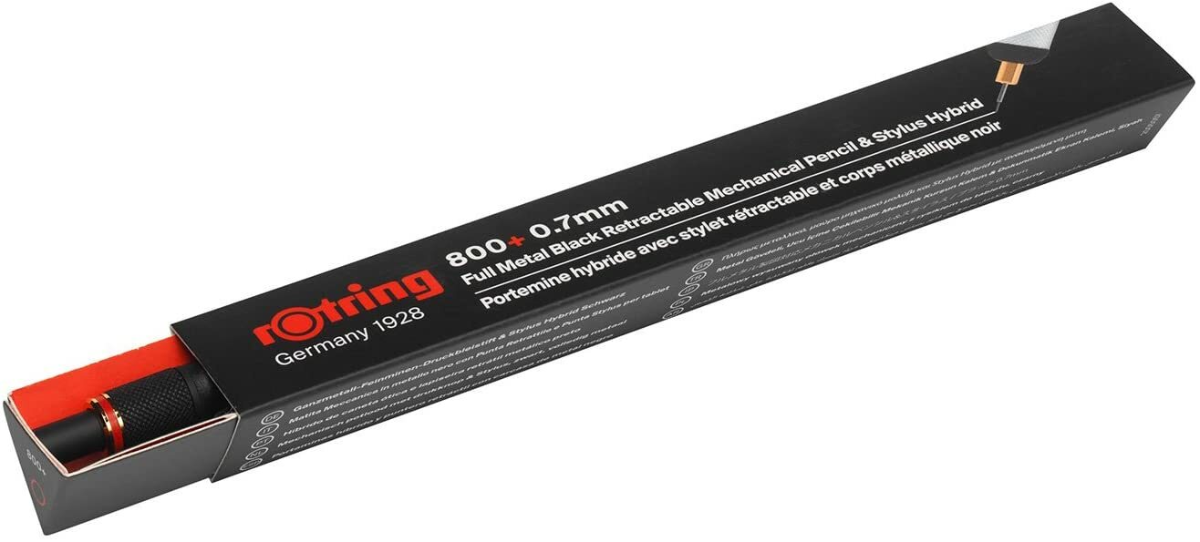 rOtring 1900182 800+ Mechanical Pencil and Touchscreen Stylus, 0.7 mm, Blac
