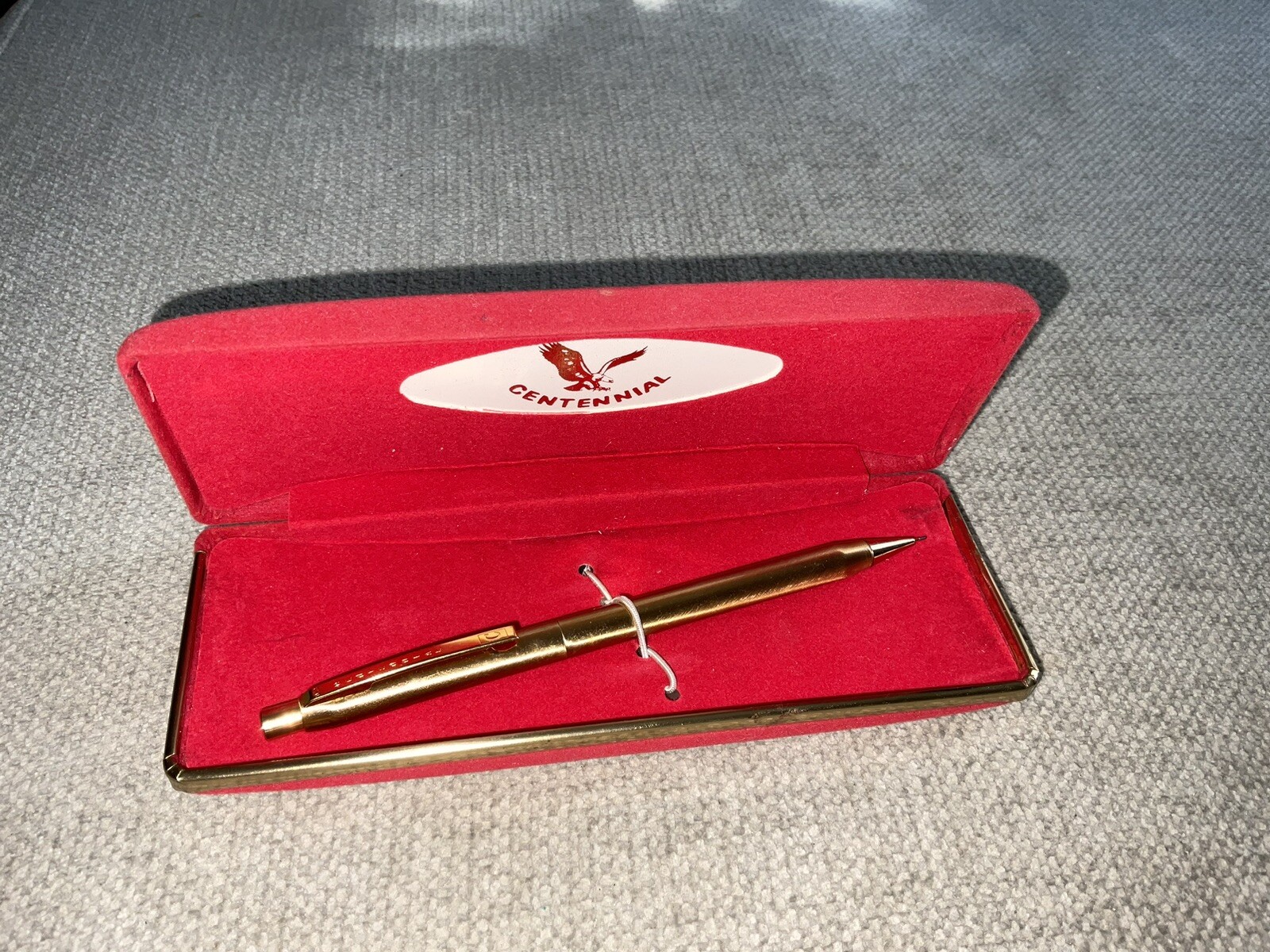 CENTENNIAL Gold tone Mechanical Pencil With Red velvet Case See Pics Vintage