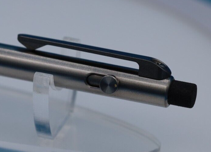 Tactile Turn Titanium Pencil with Side Click and Clip – 0.5mm Lead w/extras