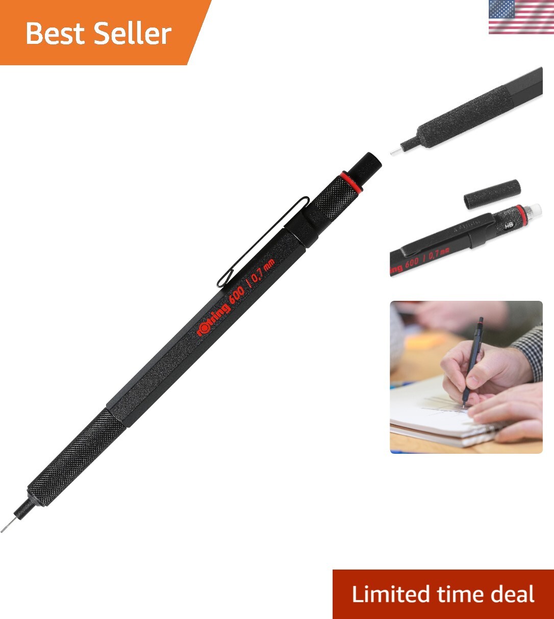 600 Mechanical Pencil | 0.7 mm | Full-Metal Body | Black
