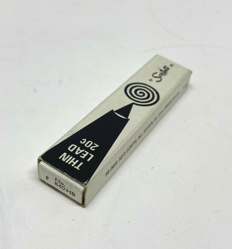 Vintage Scripto No F 840 Med Soft Thin Lead HB Package Printed in USA 5 Pieces