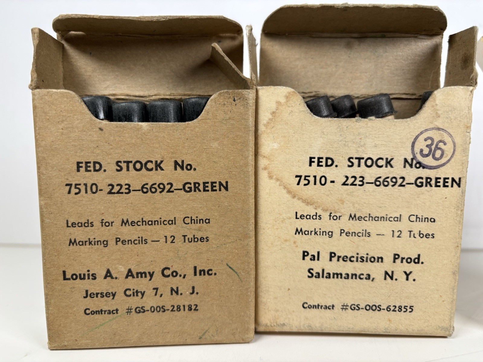 Vintage Fed Stock Blue & Green Wax Lead Mechanical China Marking Pencil 26 Tubes