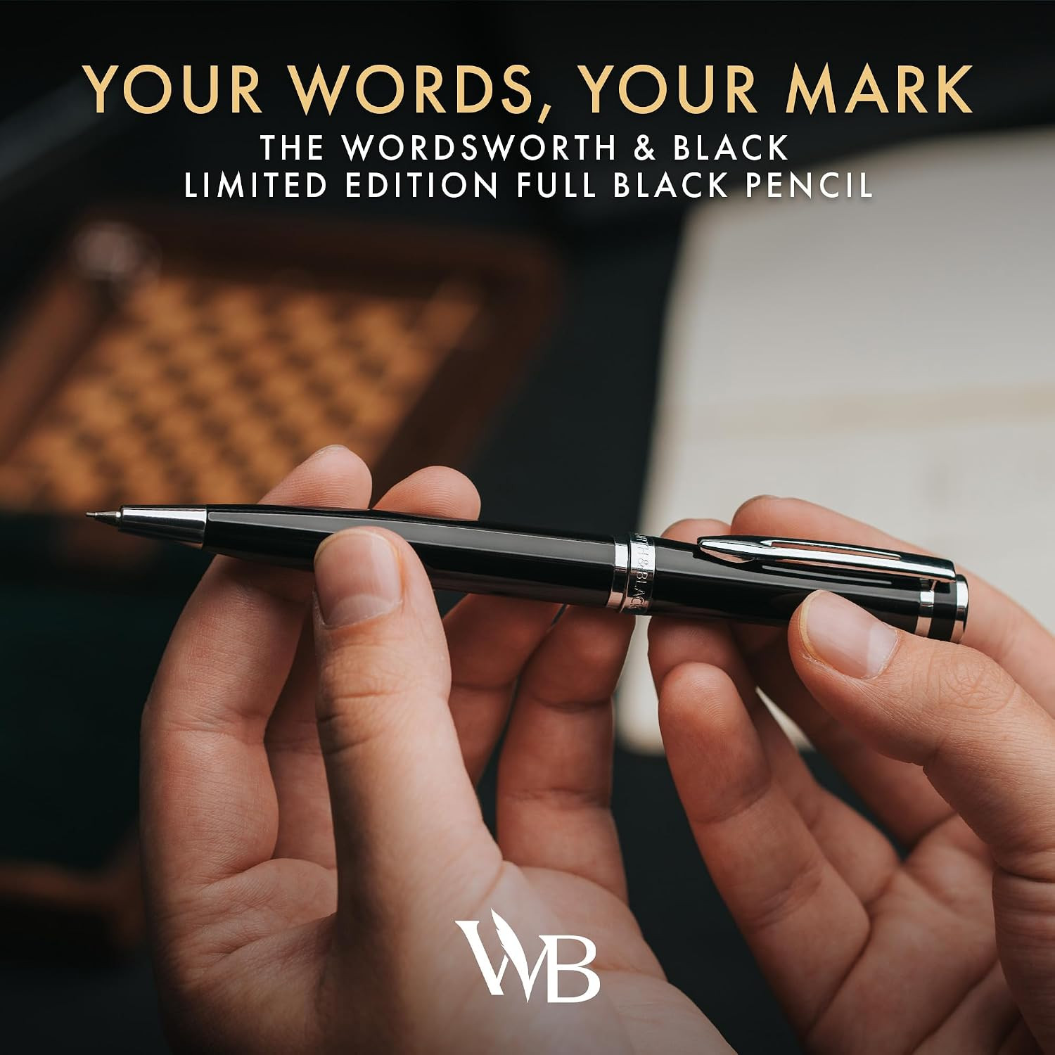 Wordsworth and Black Mechanical Pencil Graphite Lead- Stunning Luxury Metal Penc