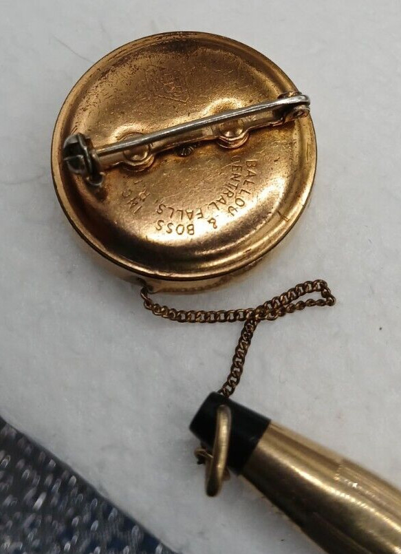 BALLOU AND BOSS BB INC PIN W/ 1/30 10KT RGP PENCIL Vtg Retractable Needs Repair