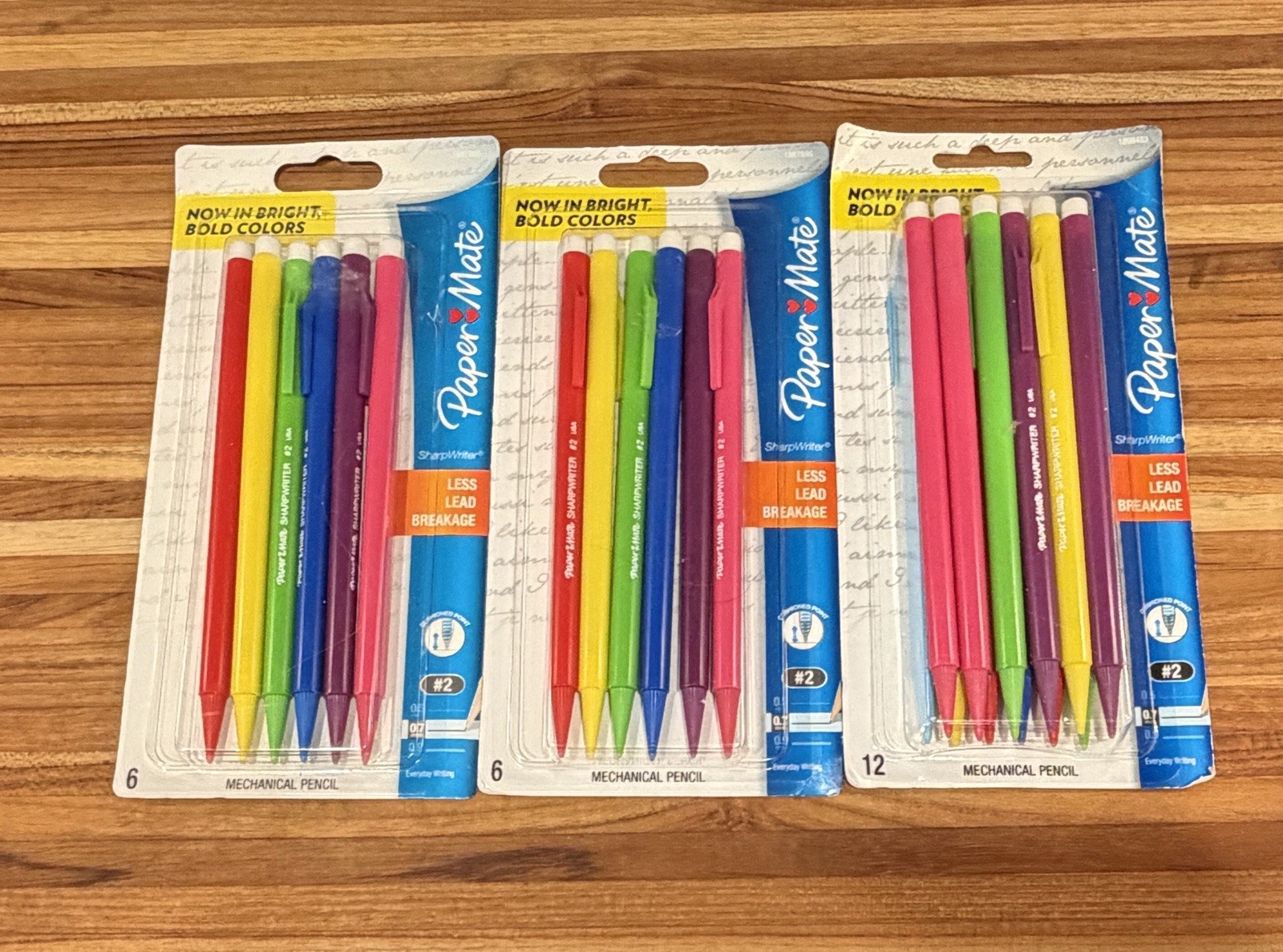 New 2013 Paper Mate SharpWriter #2 0.7 mm Mechanical Pencil Bright Colors 24CT