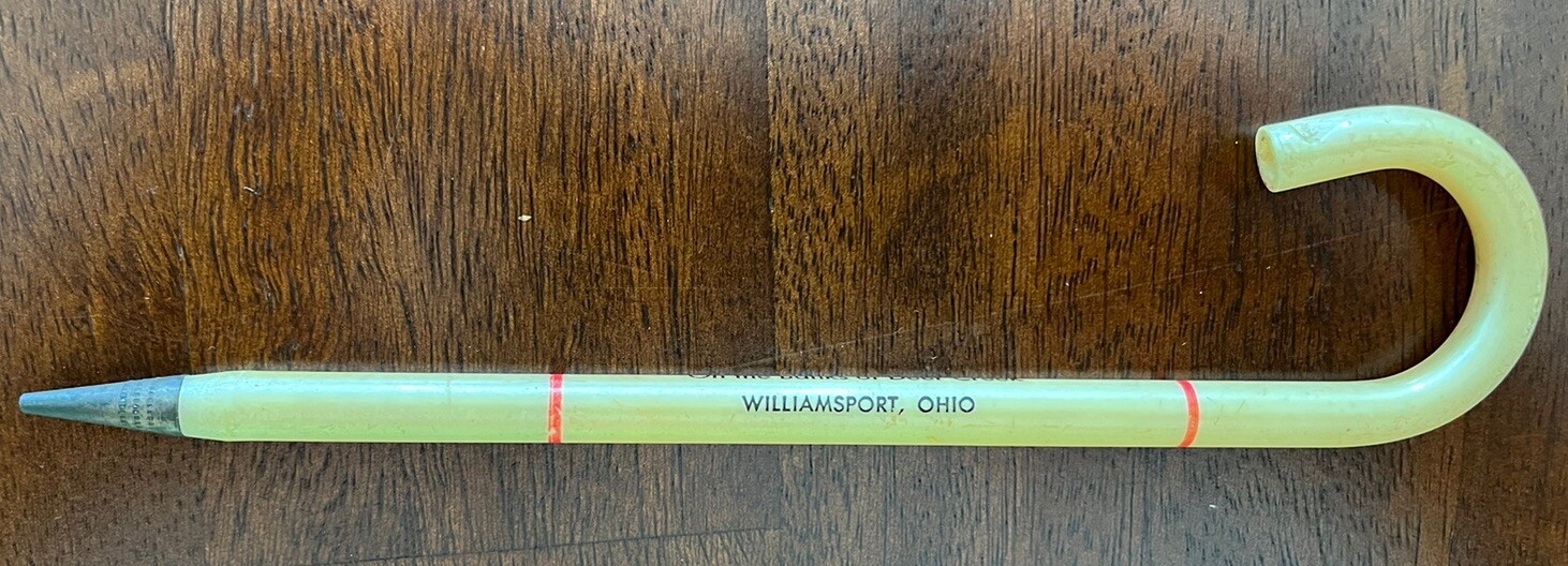 C. E. Hill Advertising Mechanical Pencil Candy Cane Shaped Williamsport, Ohio