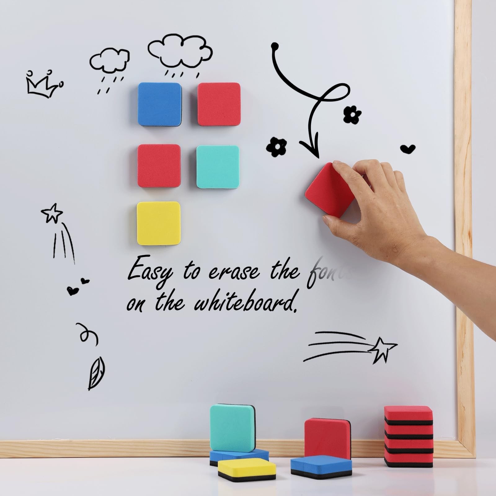 XKDOUS 12 Pack Dry Erase Eraser, Magnetic Whiteboard Eraser, Small White Board