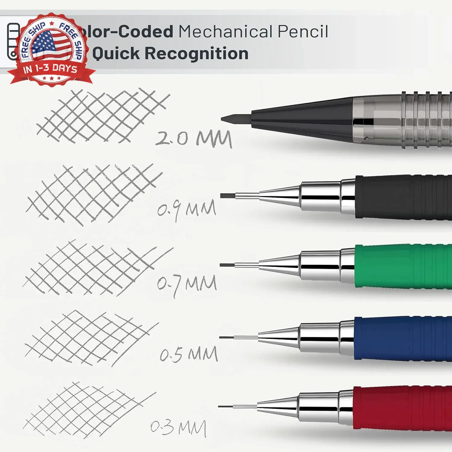Mr. Pen- Art Mechanical Pencil Set, 5 Mechanical Pencils (0.3, 0.5, 0.7, 0.9, 2.