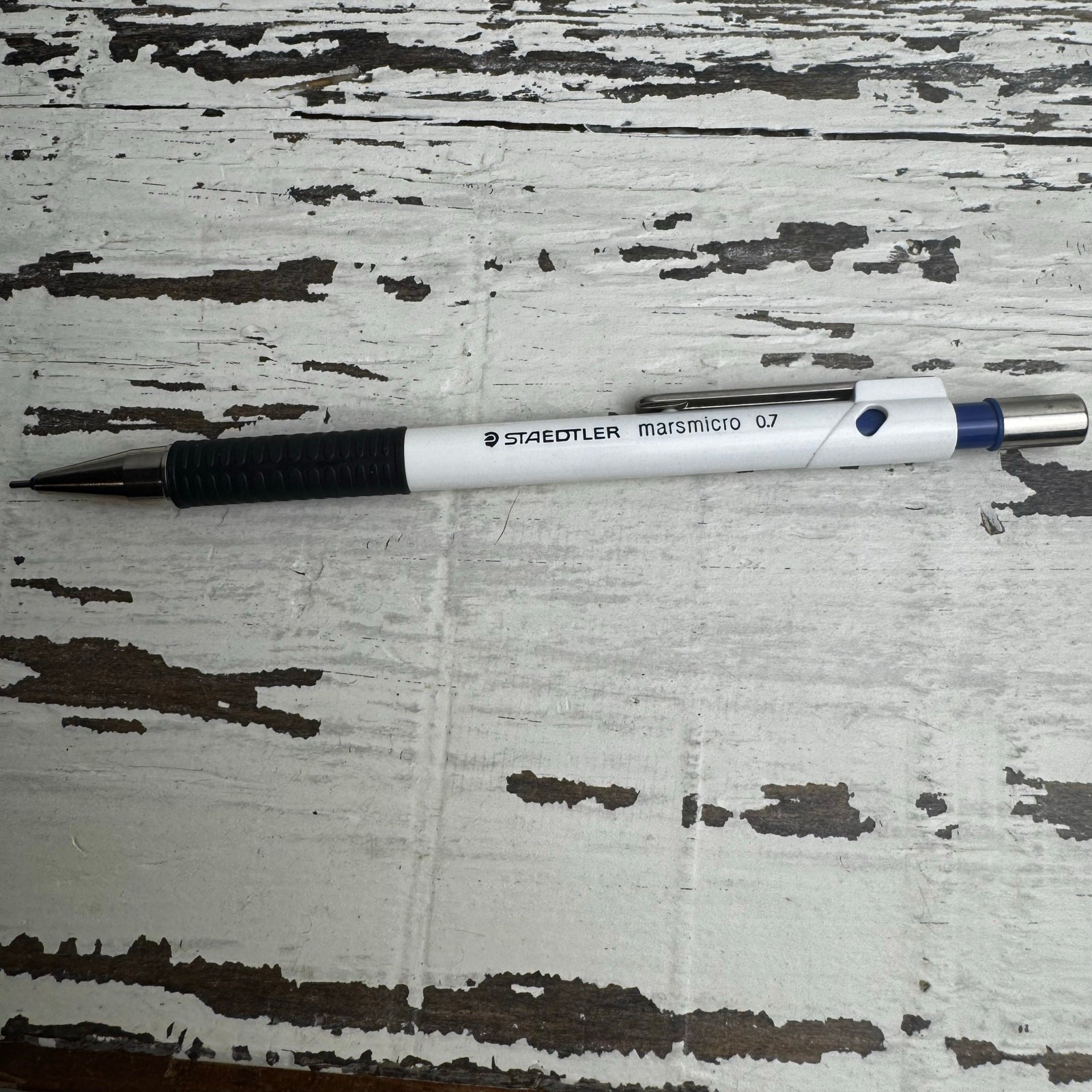 Vintage Staedtler Marsmicro Drafting Mechanical Pencil 0.7mm Germany White Blue