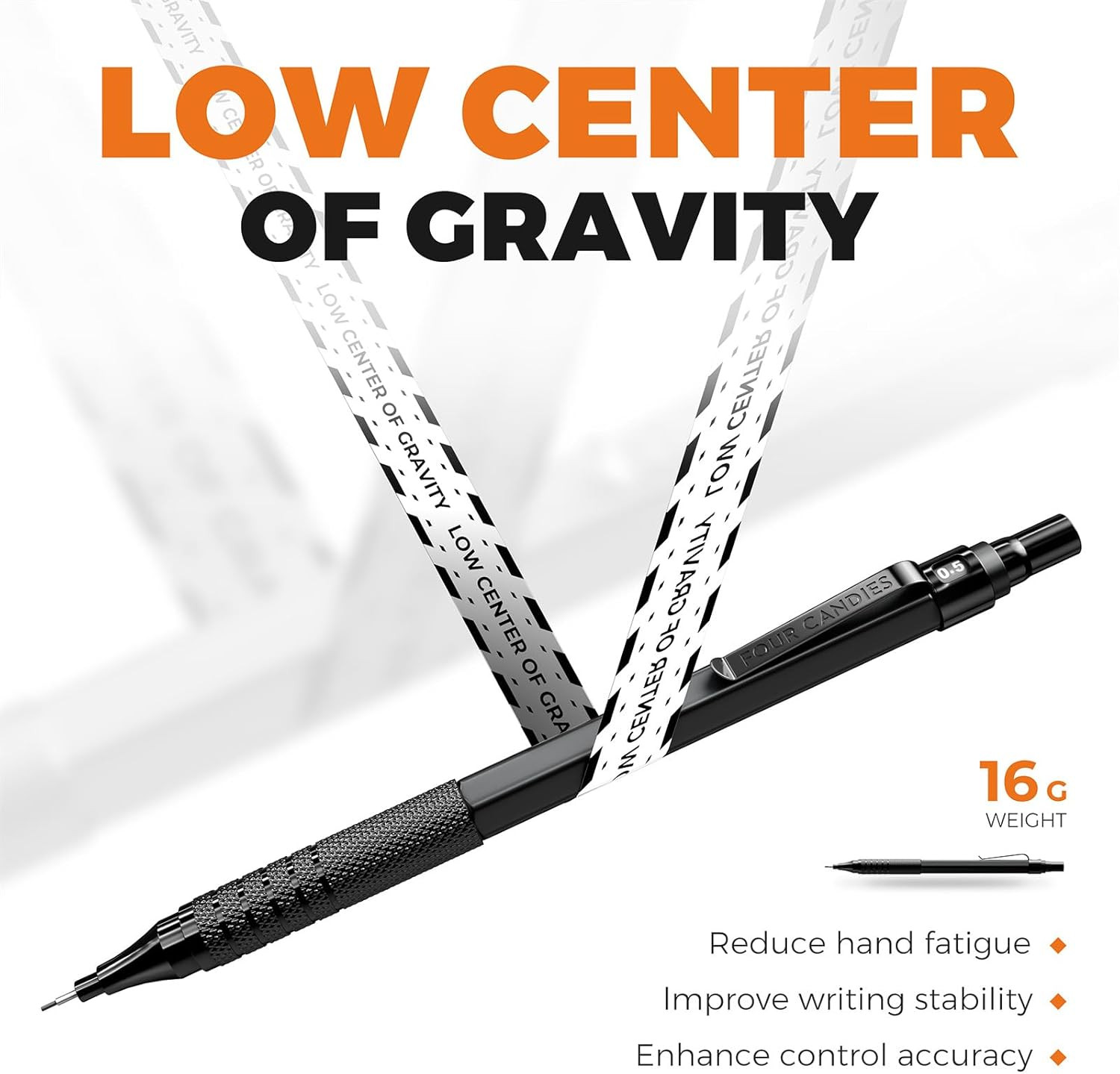2PCS Metal Mechanical Pencils Set with Case, 0.5mm & 0.7 mm Artist Pencil with 6