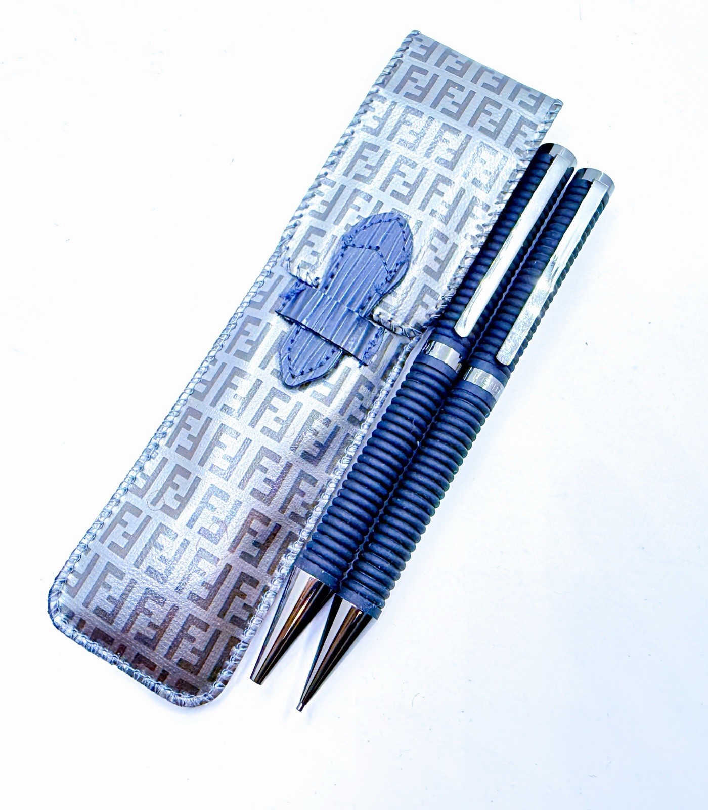 NOS Fendi Mechanical Pencil 0.5mm Continues Twist & Ballpoint Pen Set With Case
