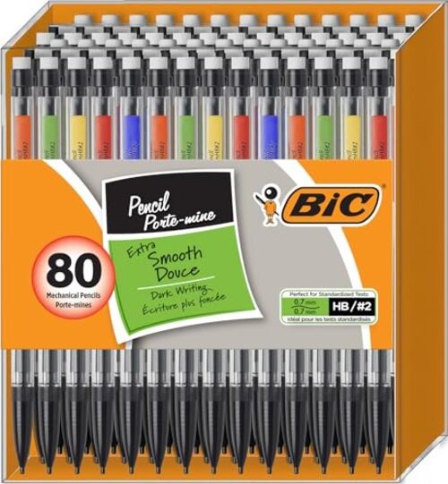 Mechanical Pencils #2 Extra Smooth, 0.7 mm Medium Point, Transparent 80
