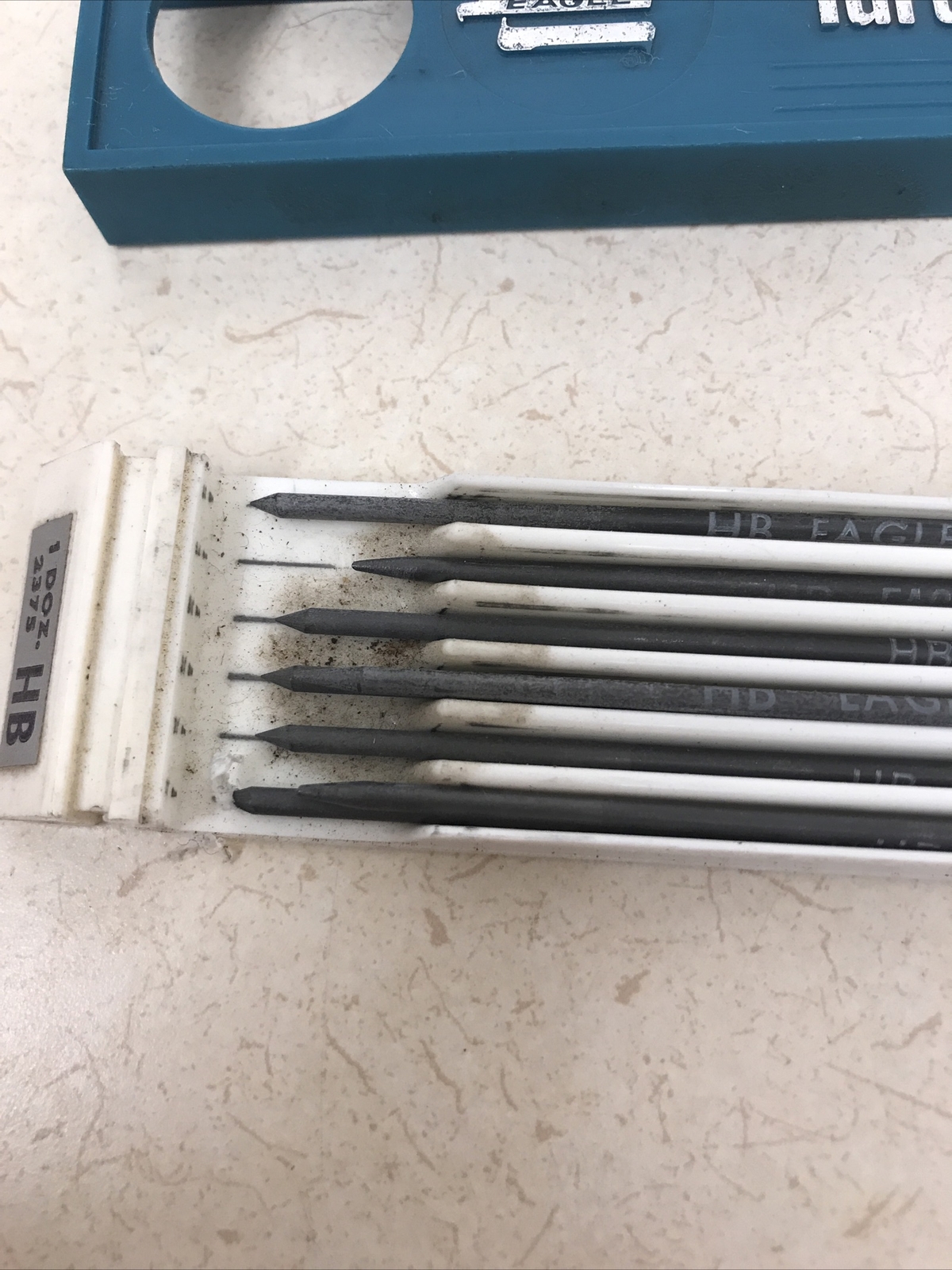 Vintage mechanical pencil Eagle Turquoise 8 Drawing Leads HB with case