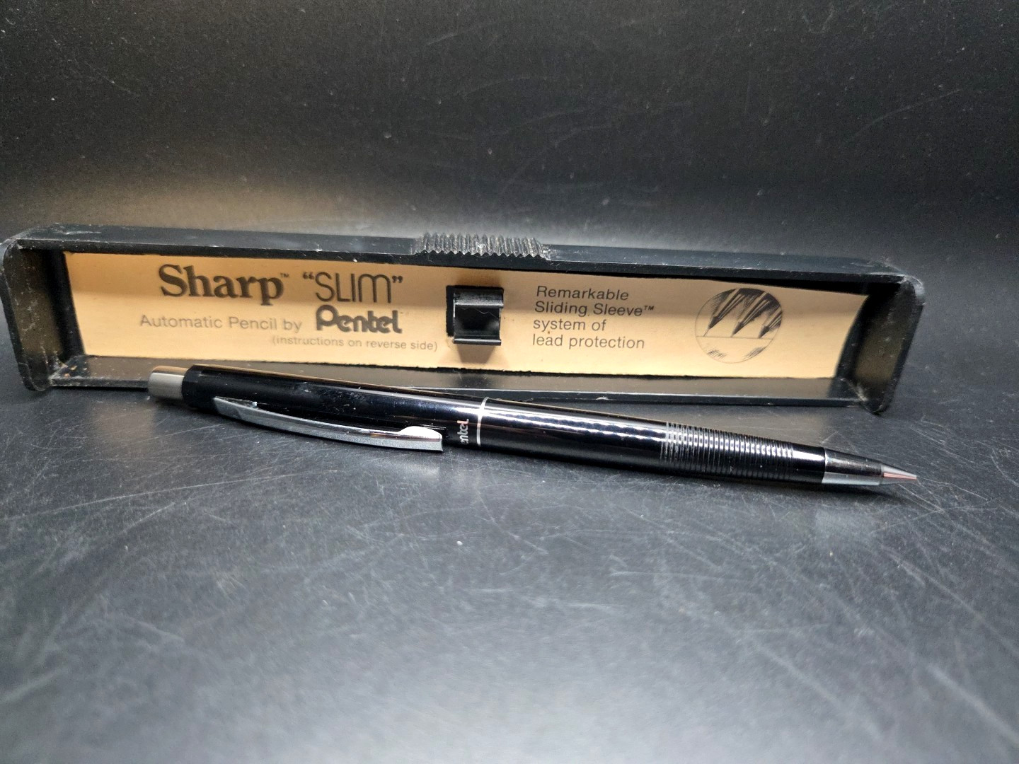 Vintage Black PENTEL Sharp “SLIM” Automatic Pencil 0.5mm Japan Retired Works