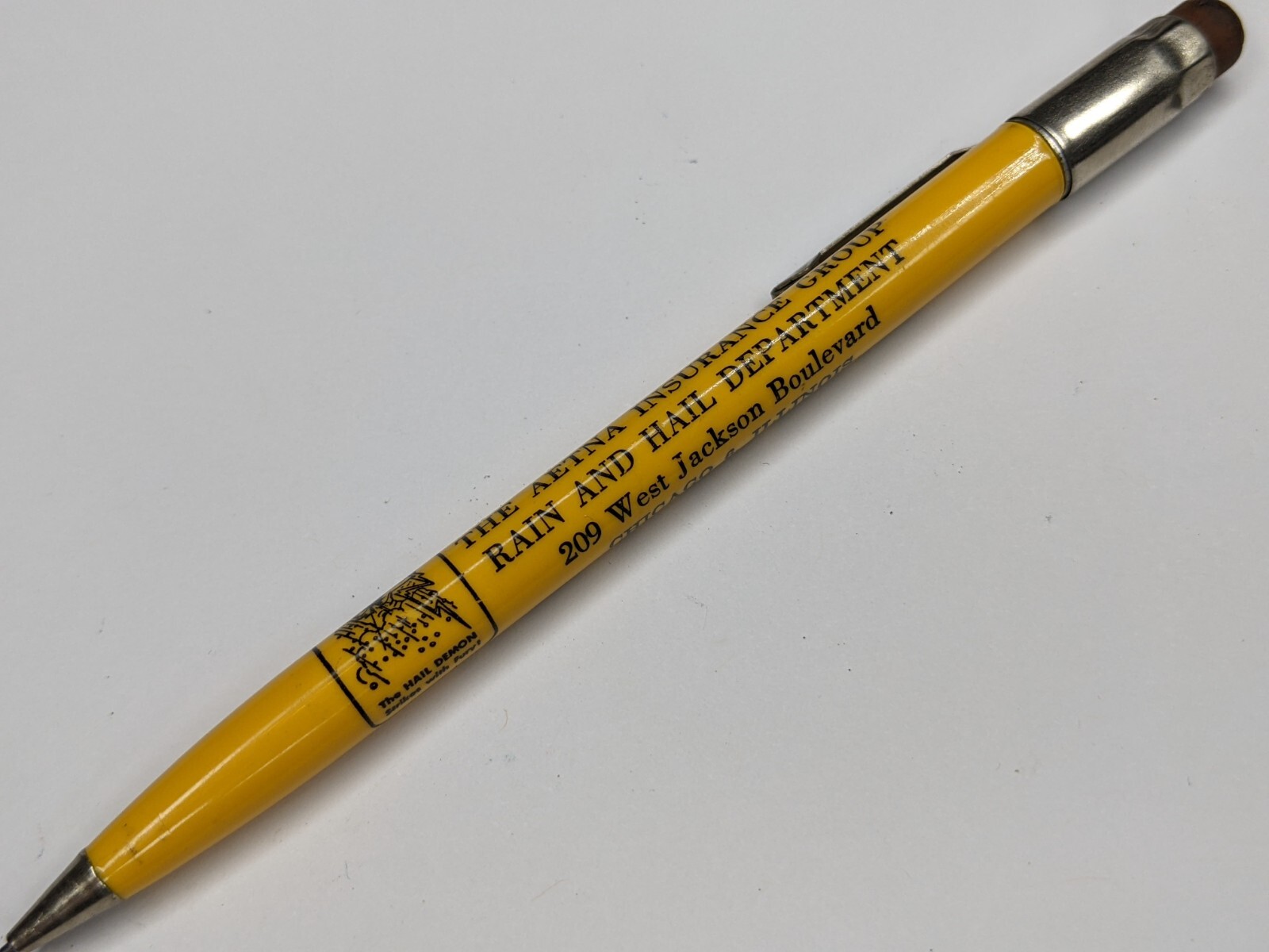 c1950s Chicago, IL Aetna Insurance Hail Demon Art Scripto Mechanical Pencil G8