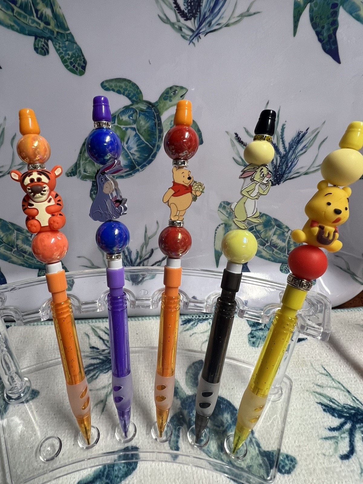 Custom Bead Mechanical Pencils Lot Of 5 Winnie the Pooh