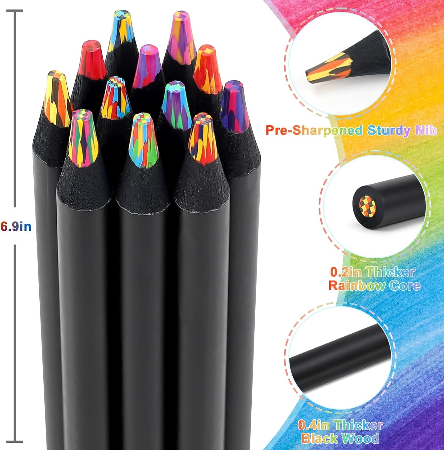 Valentines Day Gifts Kids: 12 Rainbow Colored Pencils,Art Supplies Kids 9-12,Art