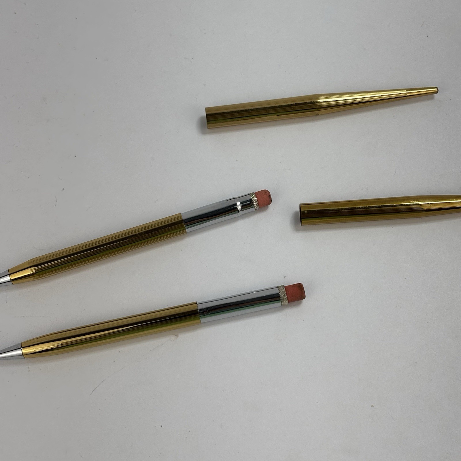 Vintage Mechanical Pencils (2) Unmarked Gold Tone Pointer End