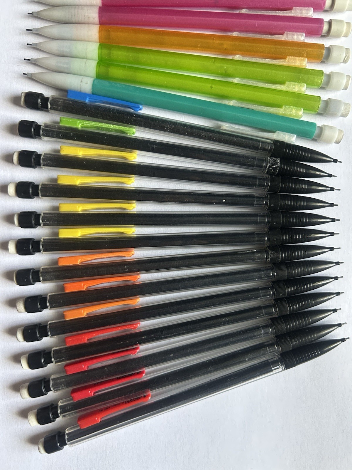 Lot of 22 BIC Mechanical Pencils with 0.7Lead Pre-Loaded – Black/Colorful Barrel