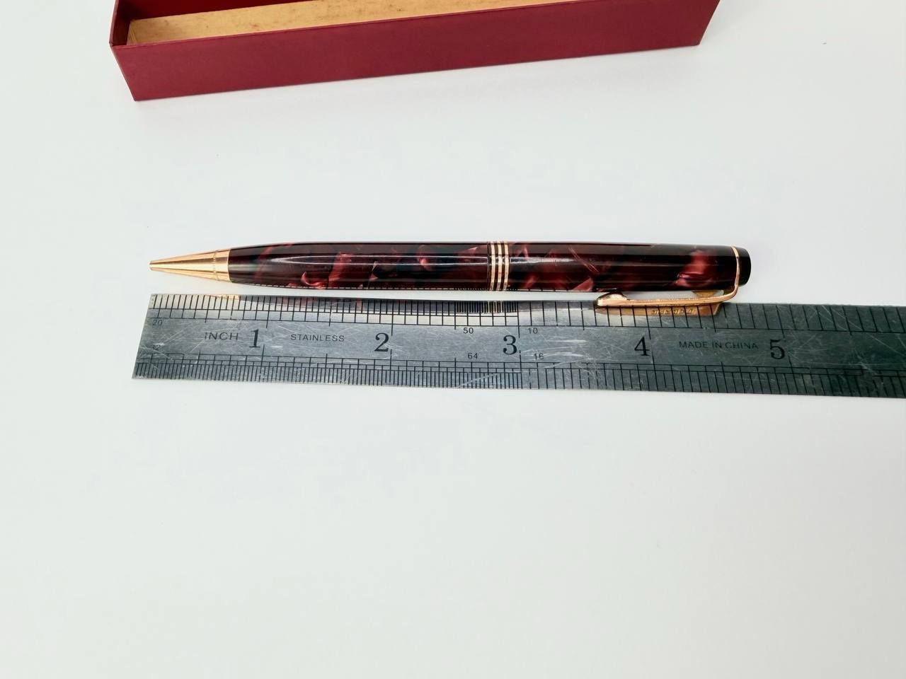 VINTAGE PARKER DUOFOLD RED MARBLE (BURGUNDY) MECHANICAL PENCIL w/ Box