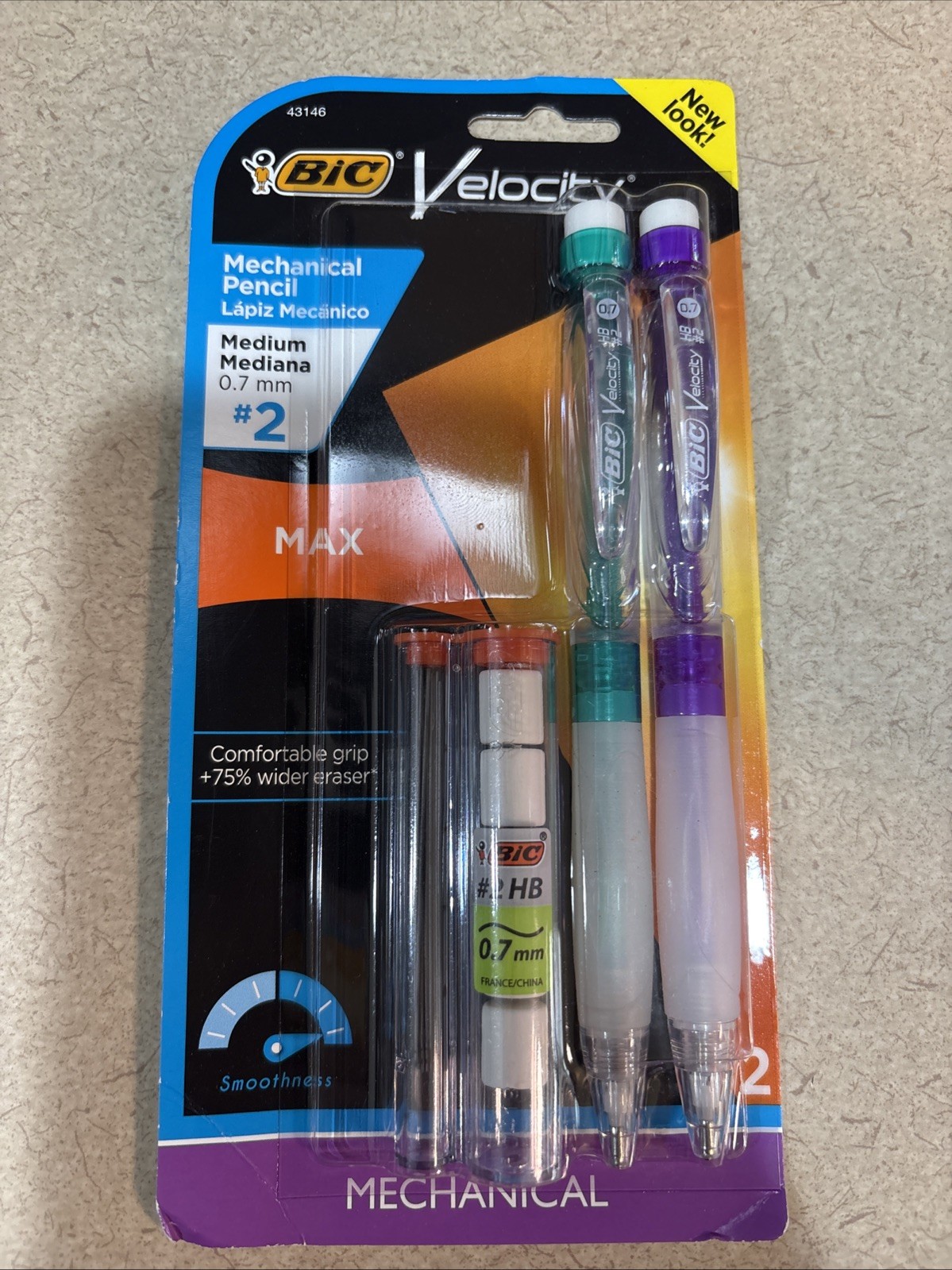 BiC Velocity Max Mechanical Pencil & Refills, Erasers, 0.7 mm, #2, 2 Ct