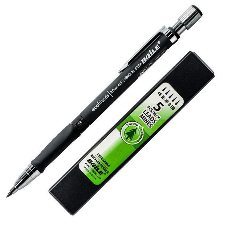 2.0mm 2B Lead Holder Automatic Mechanical Art Drawing Drafting Pencil 5 Lead