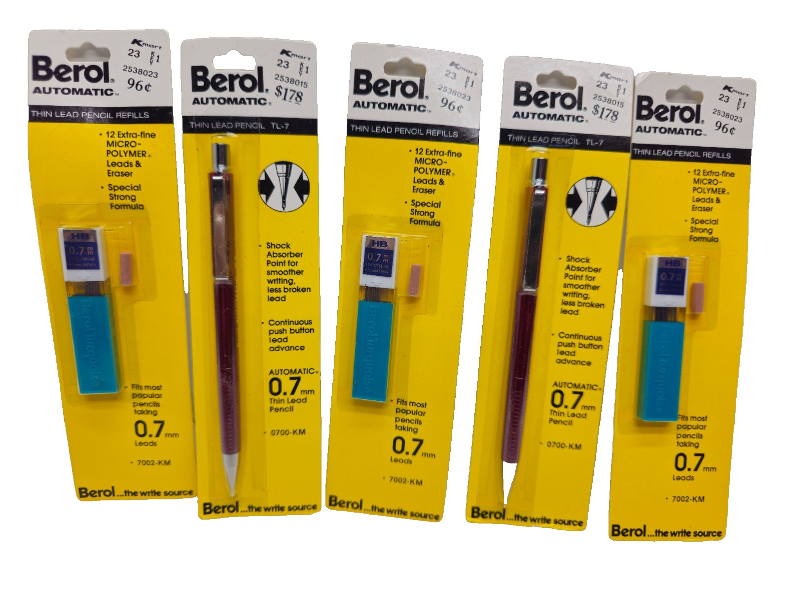 Berol Automatic Mechanical Pencil TL-7 & Lead Refills 7002-KM Lot 0.7mm Vintage