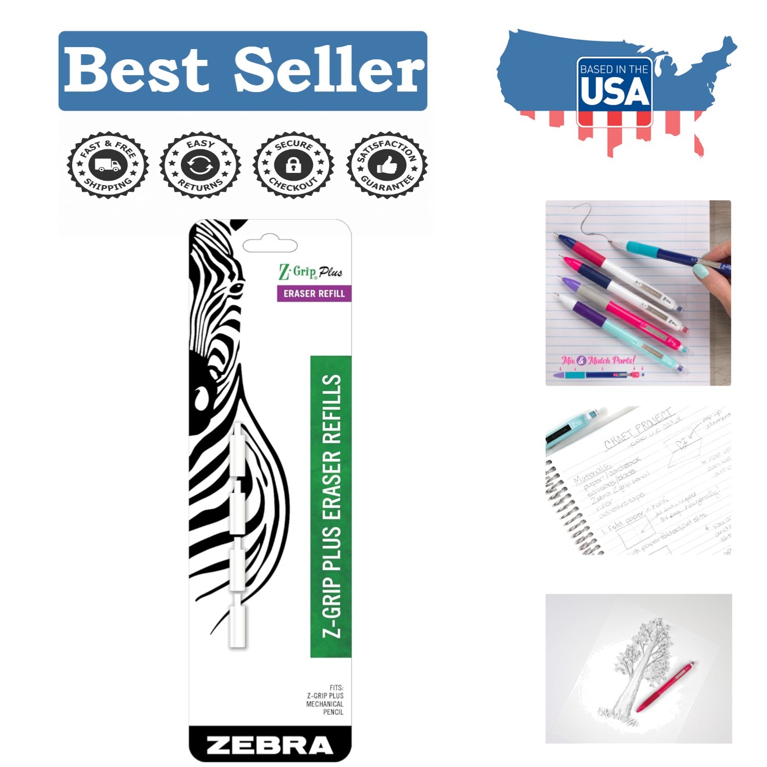 Long-Lasting White Eraser Refills for Mechanical Pencils – 4 Pack for All Uses