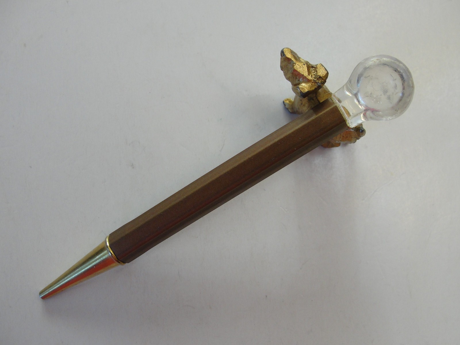 Vintage Bronze Metal Clear Ball Dialer 3 1/2″ Mechanical Pencil