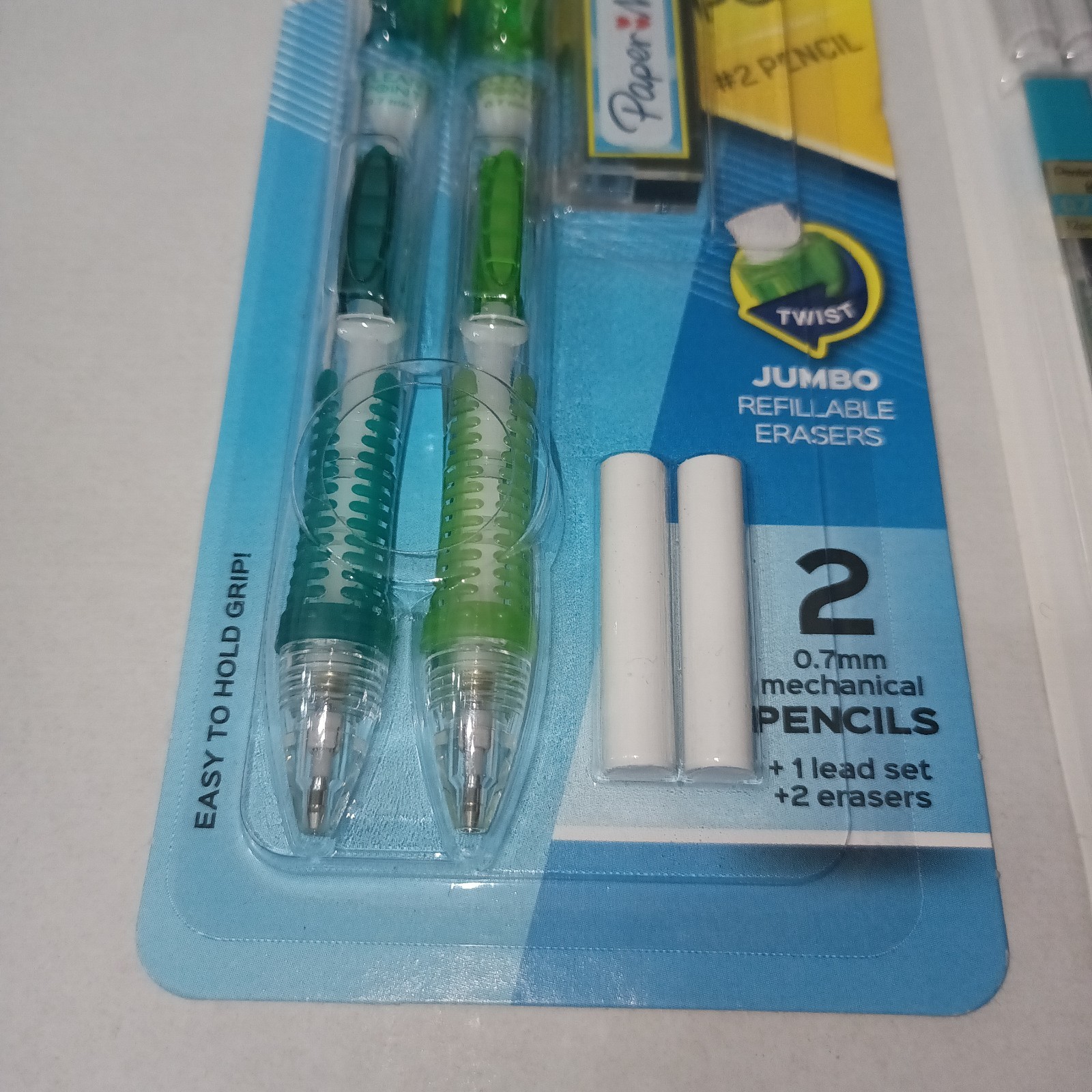 Lot Of 2 Pack Of 2 Mechanical Pencils Each With Erasers And Refills .7mm Pentel