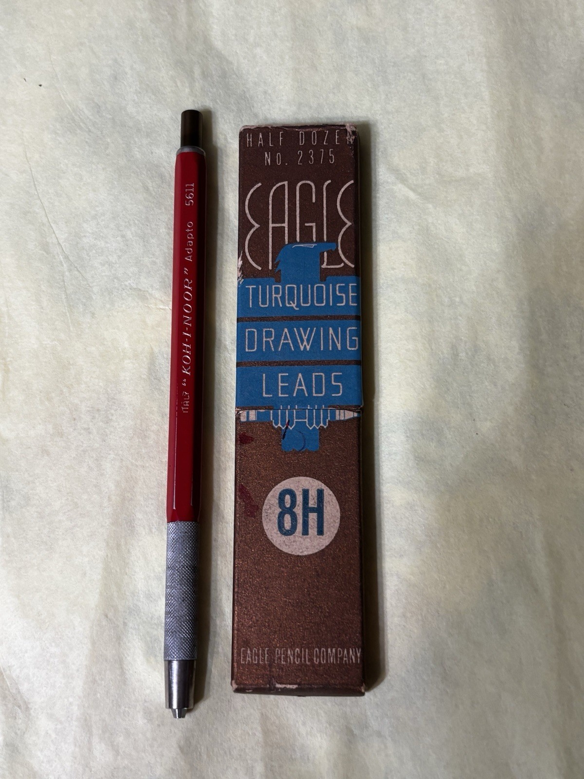 KOH-I-NOOR Adapto 5611 Italy w/ Box Of Eagle Turquoise Drawing Leads 8H VTG