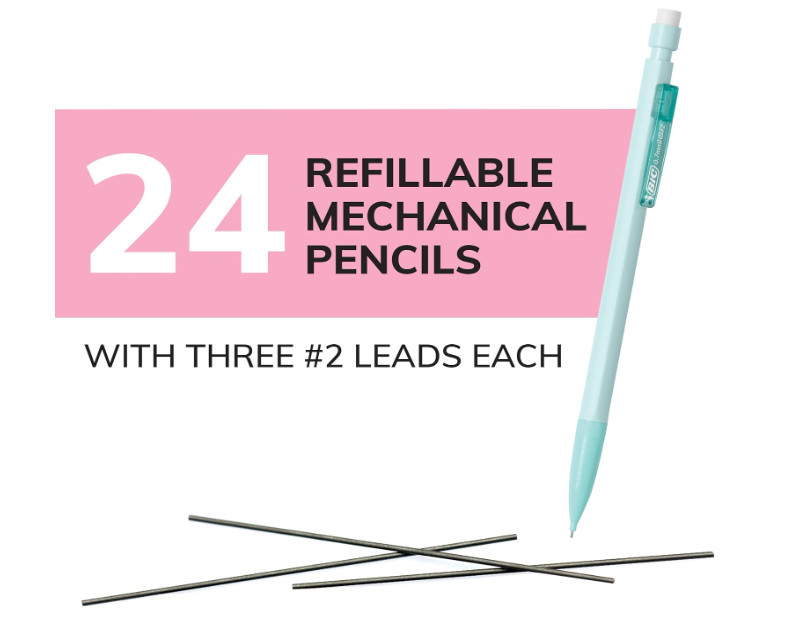 BIC Xtra-Smooth Pastel Mechanical Pencil, 0.7 mm Medium Point, No. 2 Lead…….