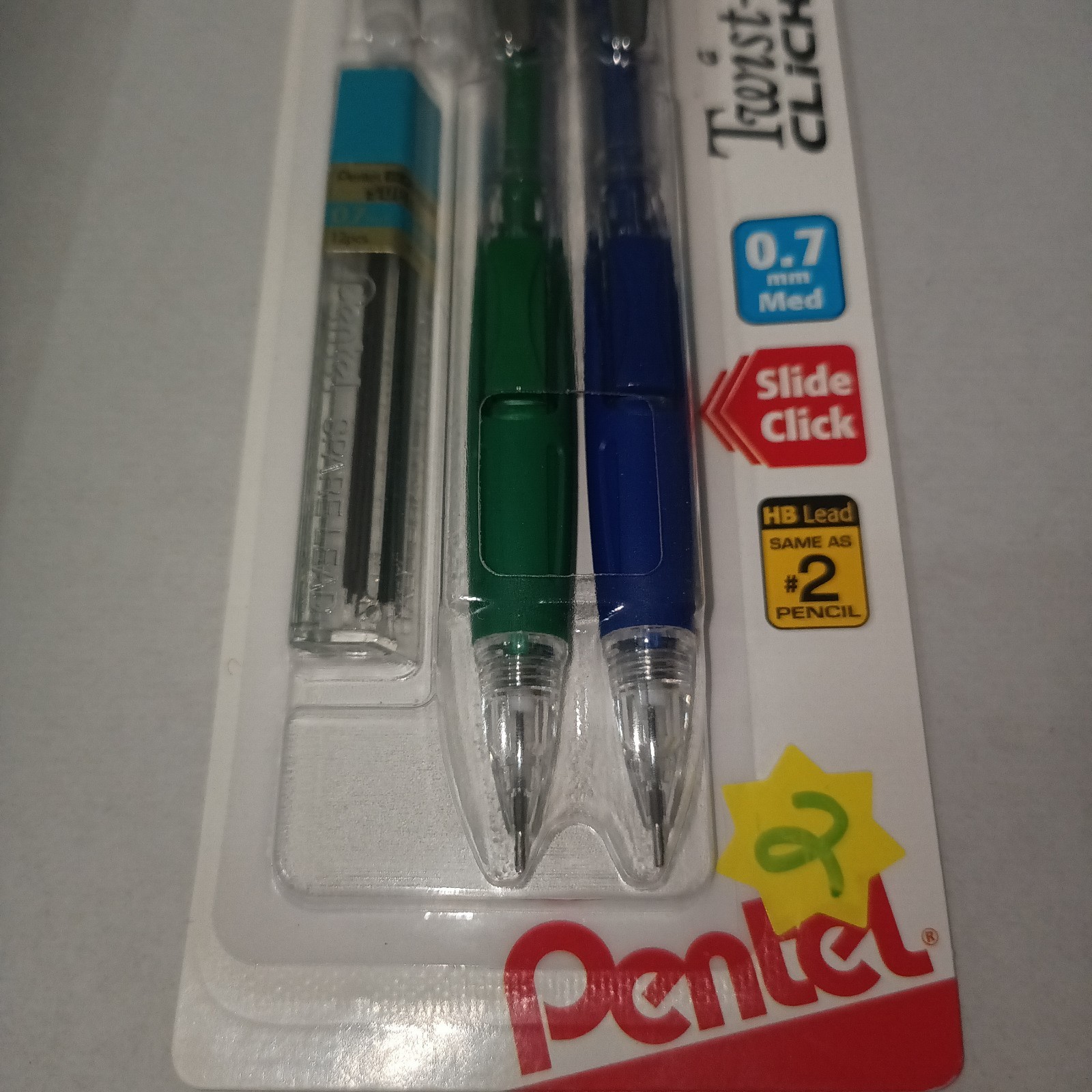 Lot Of 2 Pack Of 2 Mechanical Pencils Each With Erasers And Refills .7mm Pentel