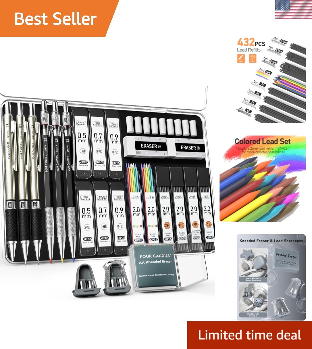 Luxurious 25PCS Mechanical Pencil Set – Includes Metal Pencils & Color Leads
