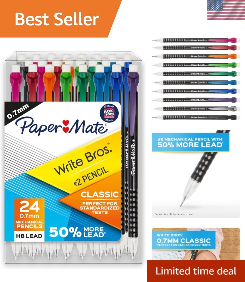 Write Bros. Classic 0.7mm Mechanical Pencils – 24 Count for Tests & School