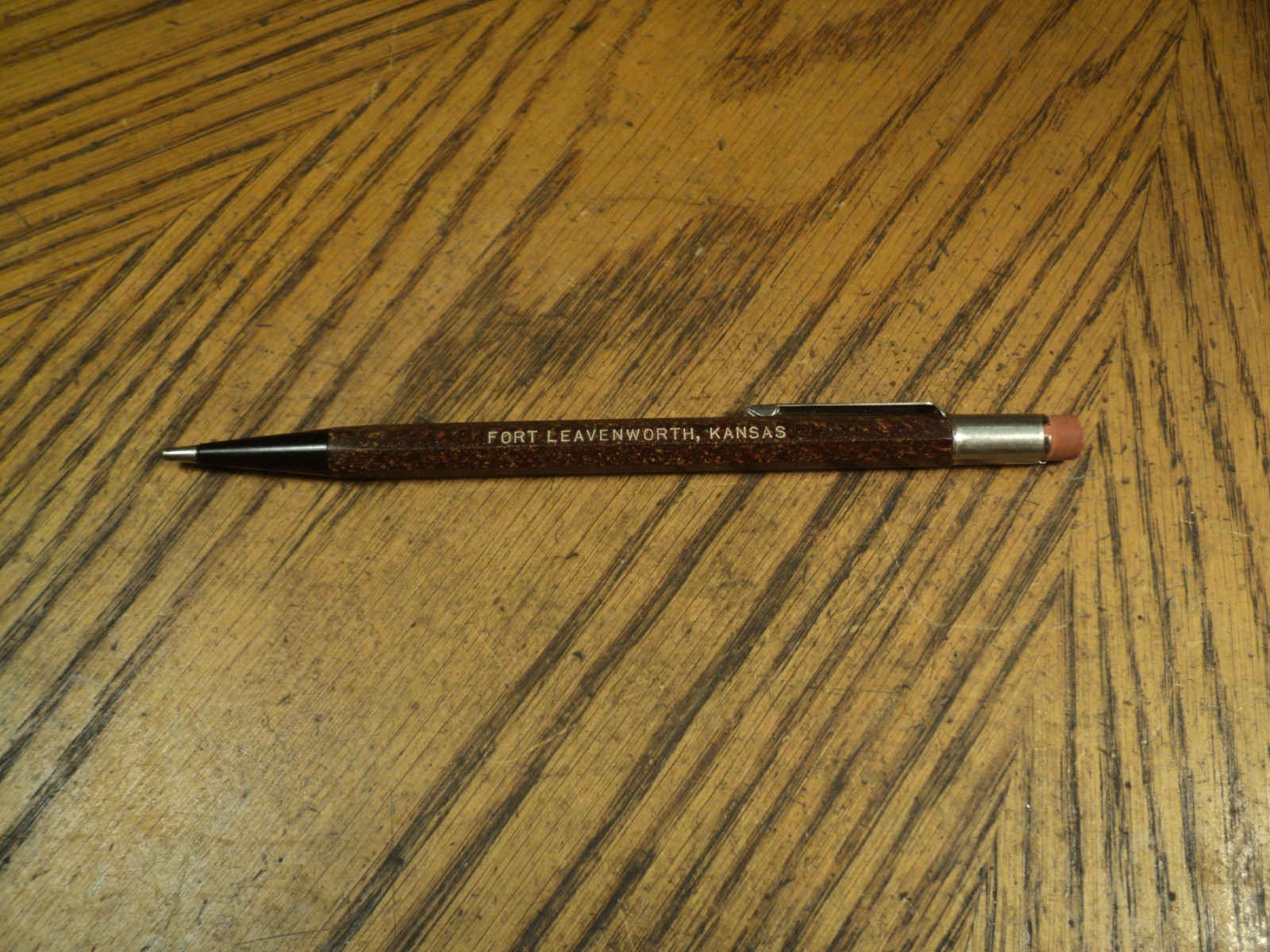 Vintage Autopoint Mechanical Pencil Advertising Fort Leavenworth Kansas 5-1/2″