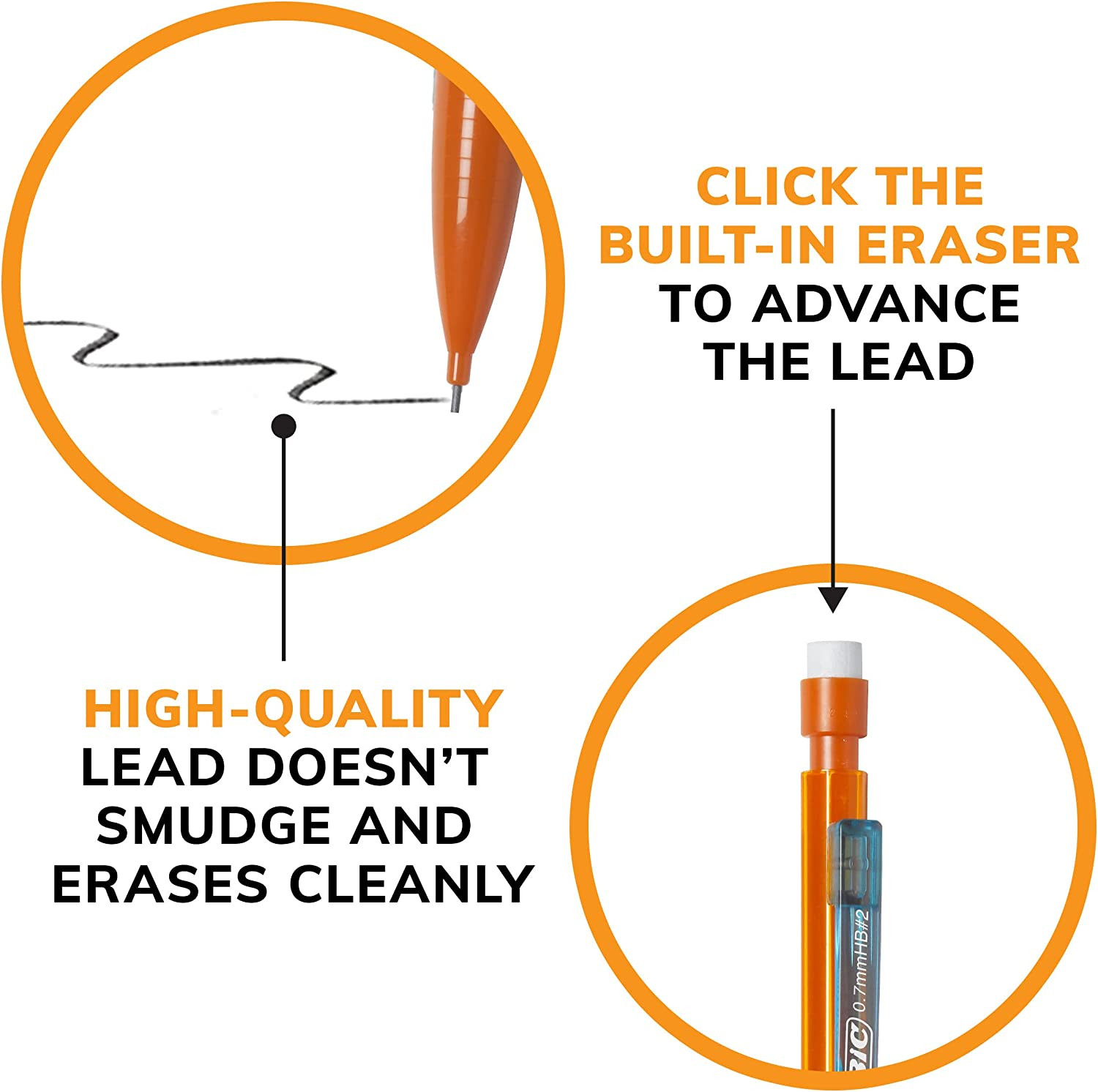 BIC Xtra Smooth Mechanical Pencils 40-Pack – 0.7mm Refillable, Retractable