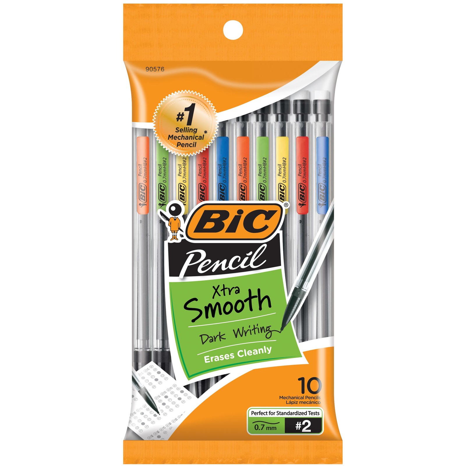 BIC Xtra-Smooth Mechanical Pencils with Erasers, Medium Point (0.7mm), 10-Cou…