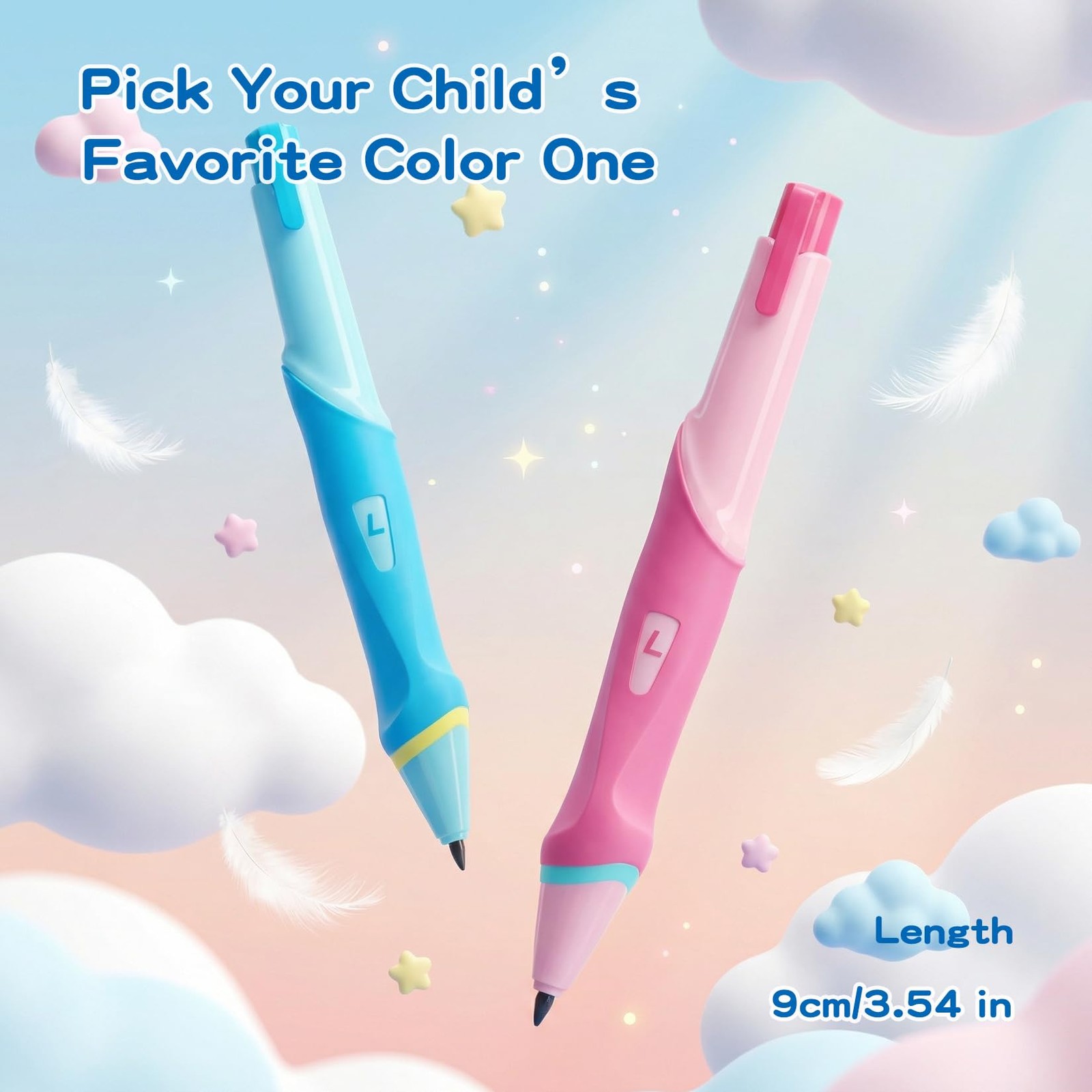Blue L Ergonomic 2.0mm HB Mechanical Pencil Set Kids Handwriting Aid Refill