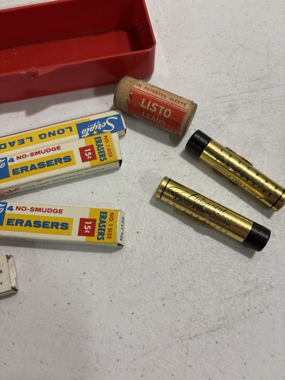 Various Lot of Vintage Mechanical Pencil Lead & Erasers in original containers