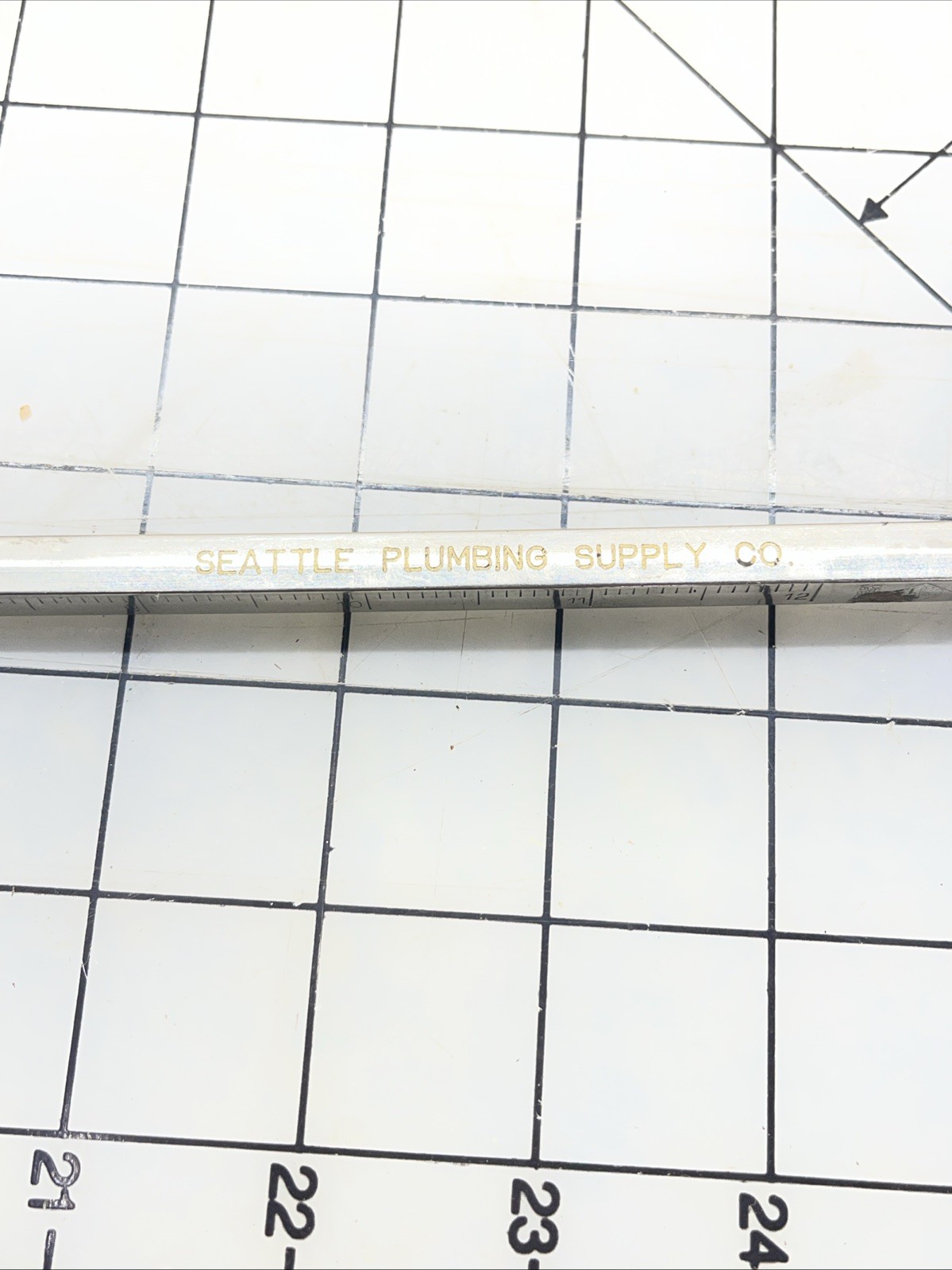 Vintage Telescoping 12″ Nickel Ruler Pencil Seattle Plumbing Co W Eraser Cap