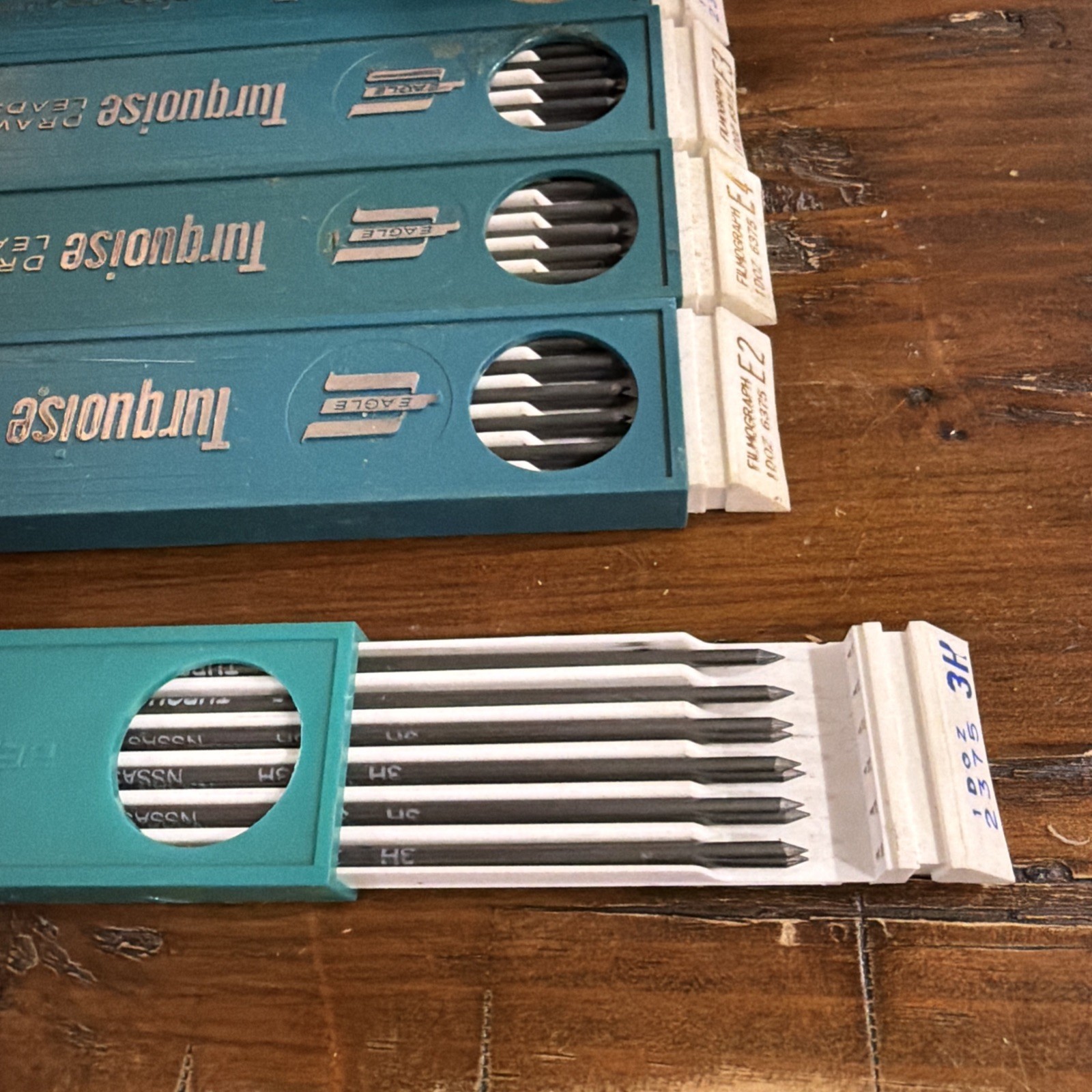Turquoise Drawing Leads Vintage Lot Of 9 Open Boxes Full and w/1 missing