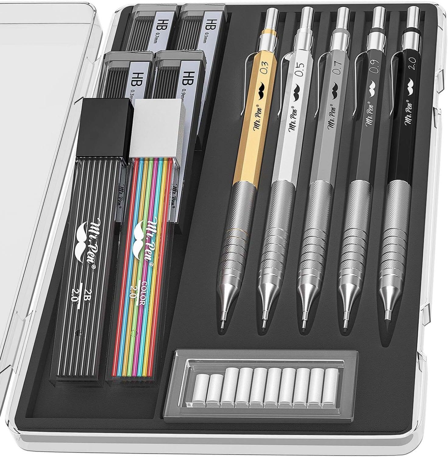 Mr. Pen- Metal Mechanical Pencil Set with 5 Count (Pack of 1), multi-color