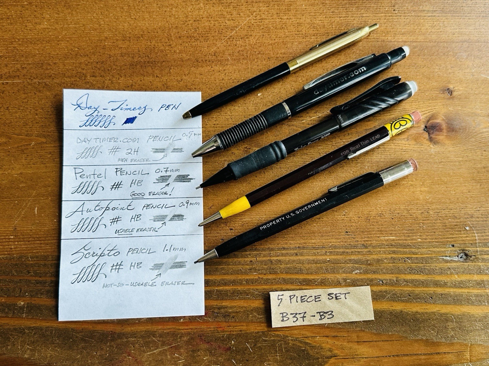 5-PC Mixed Lot – Pen/Pencils – Autopoint, Scripto, PENTEL All Working