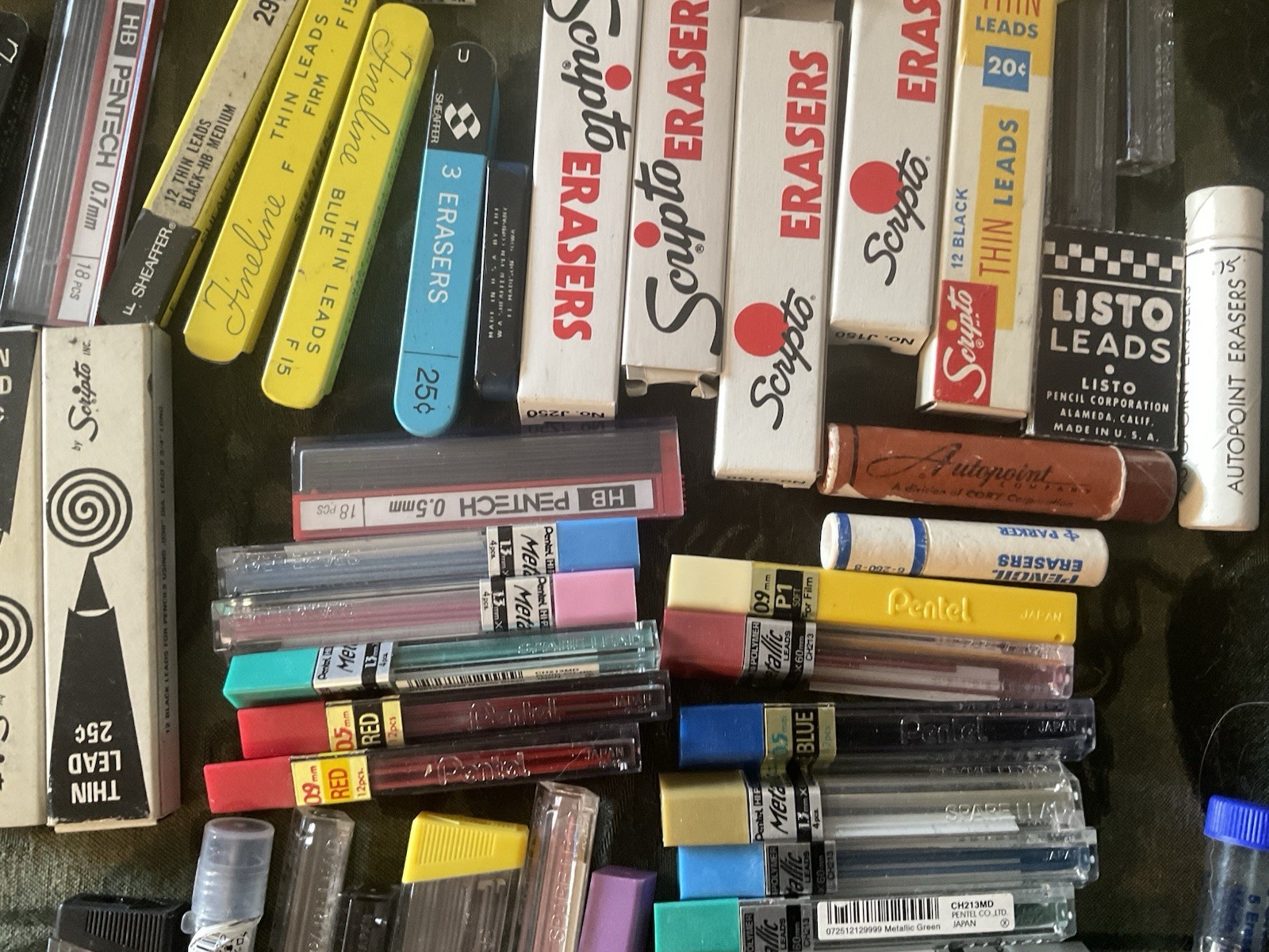 Vintage huge lot mechanical pencil leads & erasers Scripto PENTEL