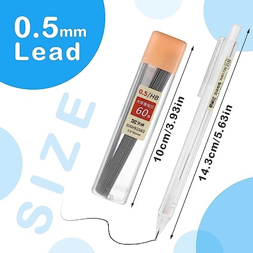 6PCS Novelty Mechanical Pencil Set, 0.5mm Transparent Pen Shell Pencils with